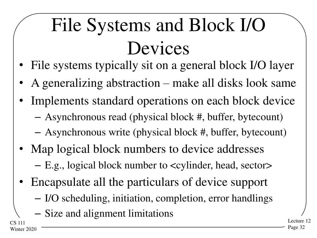 file systems and block i o devices file systems