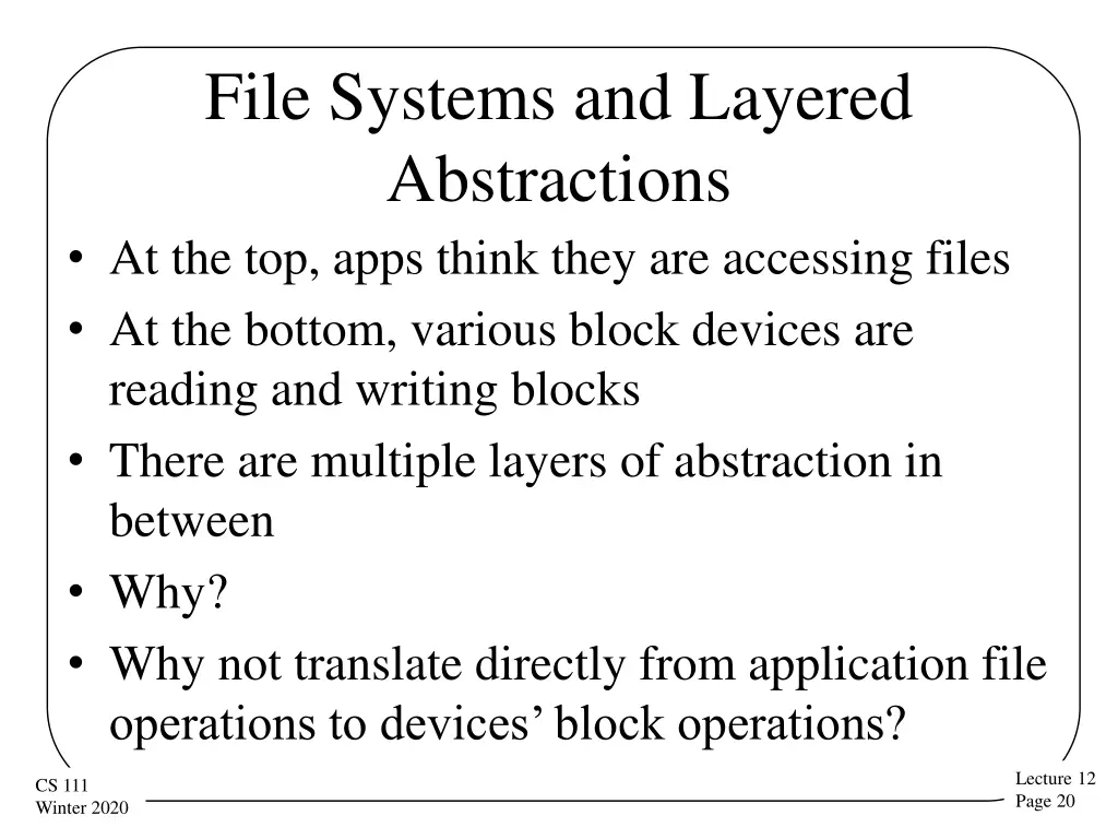 file systems and layered abstractions