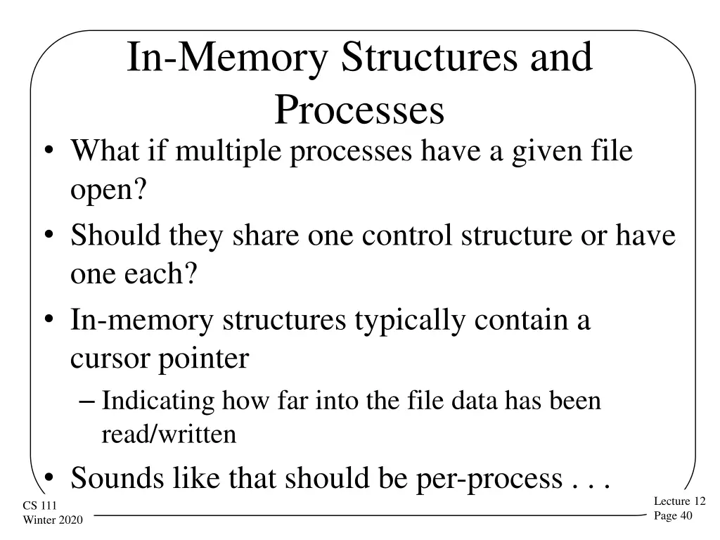 in memory structures and processes what