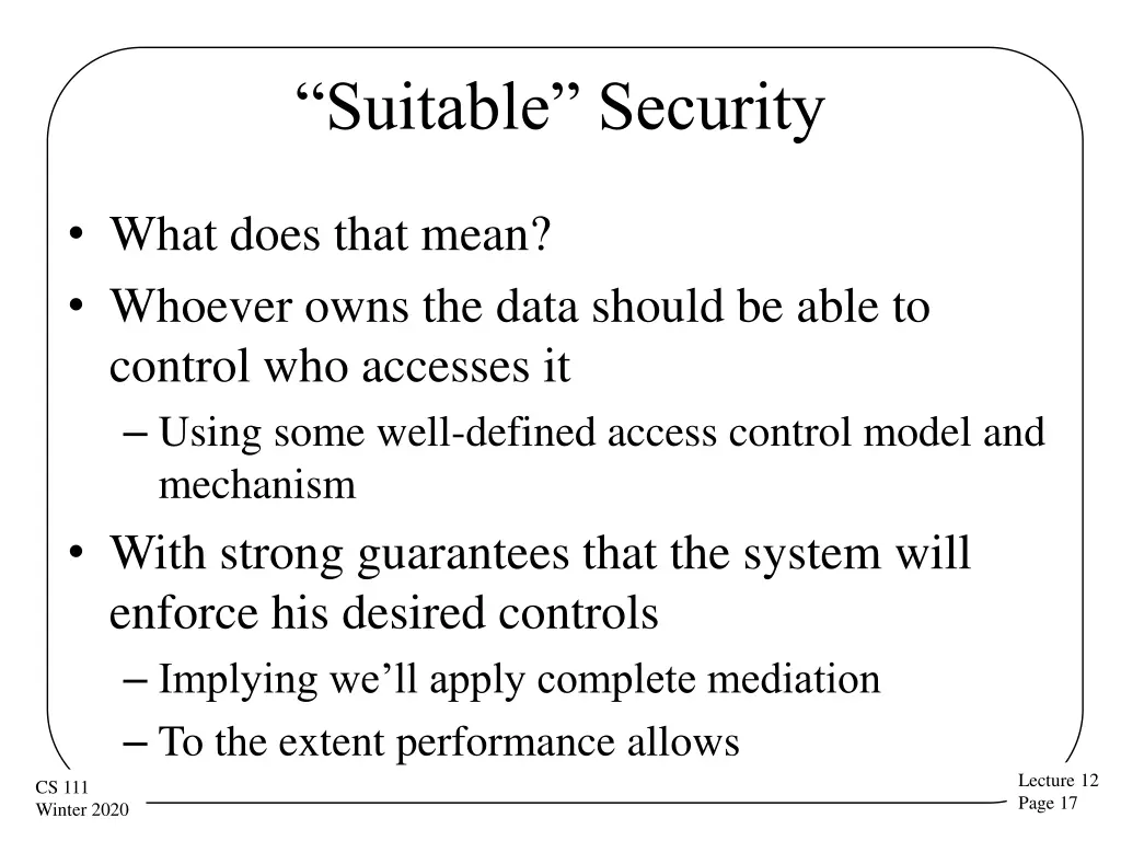 suitable security