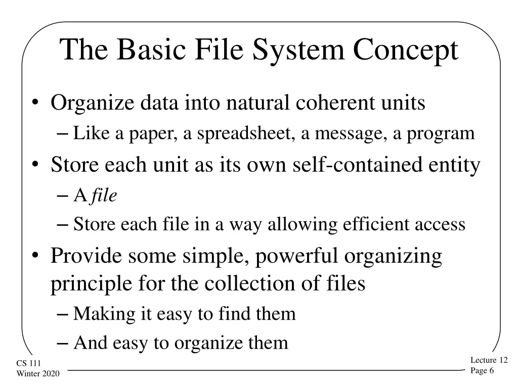 the basic file system concept