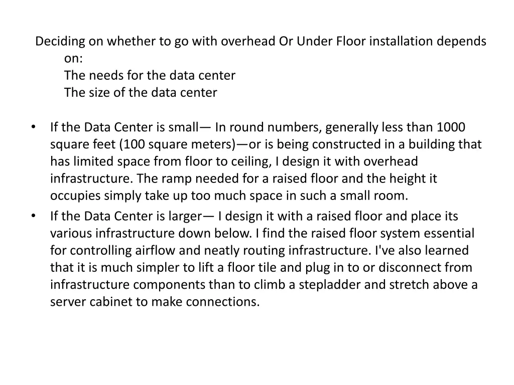 deciding on whether to go with overhead or under