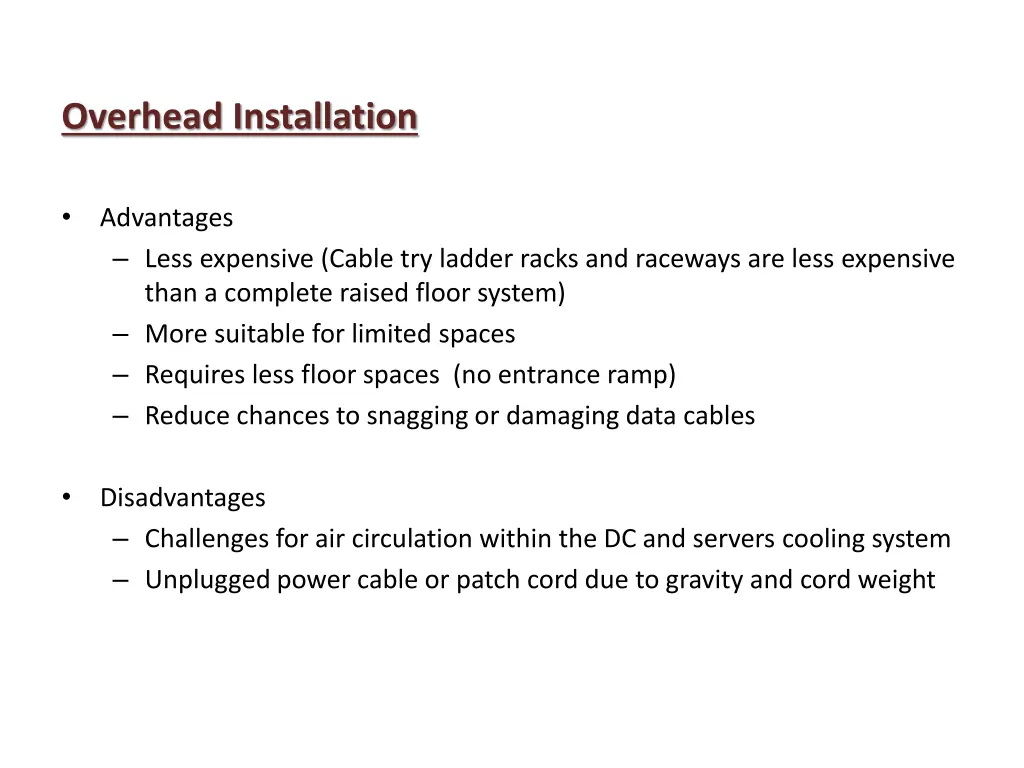 overhead installation