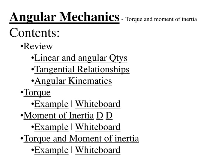 angular mechanics torque and moment of inertia