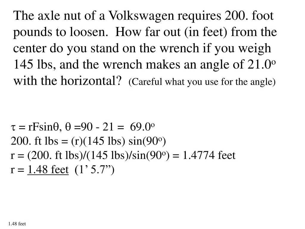 the axle nut of a volkswagen requires 200 foot