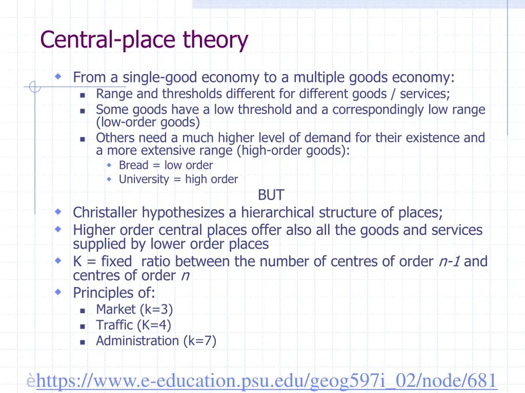 central place theory 1