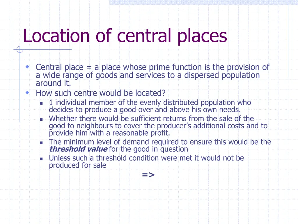 location of central places 1