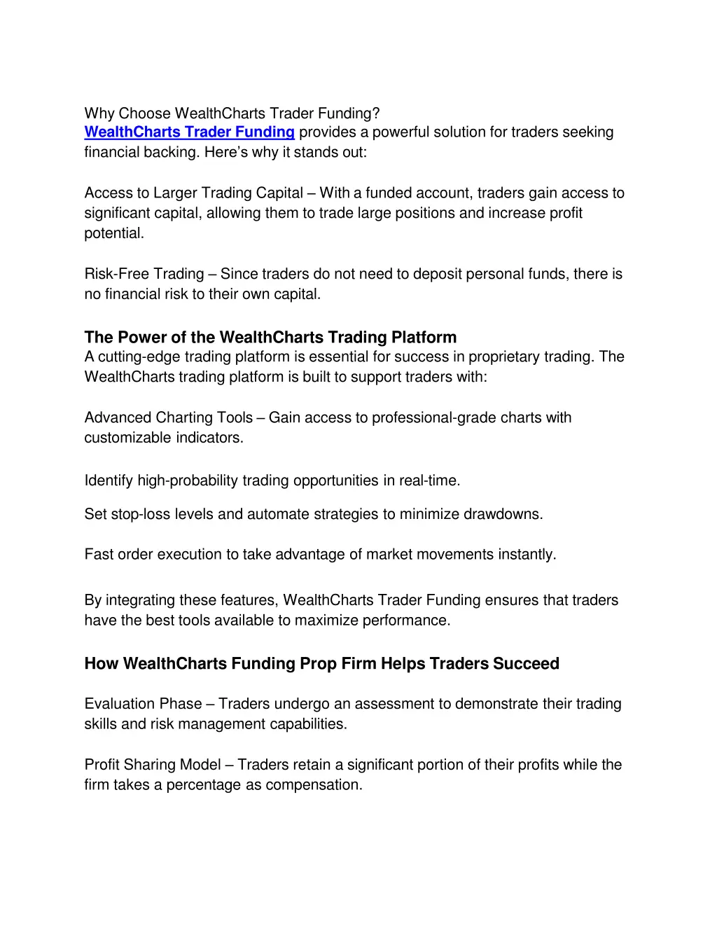 why choose wealthcharts trader funding