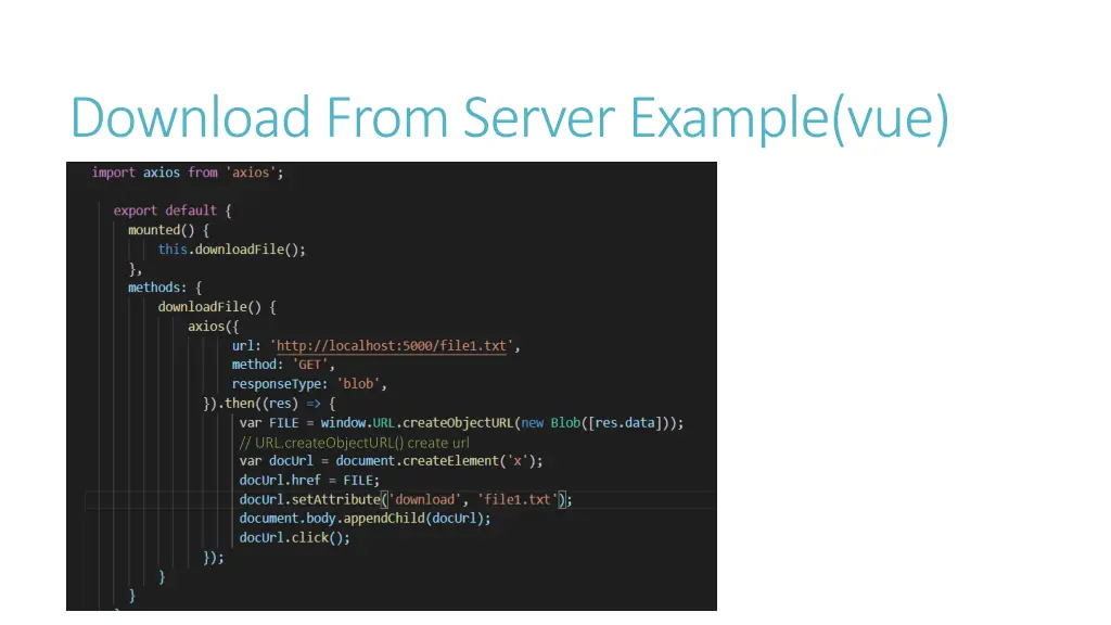 download from server example vue