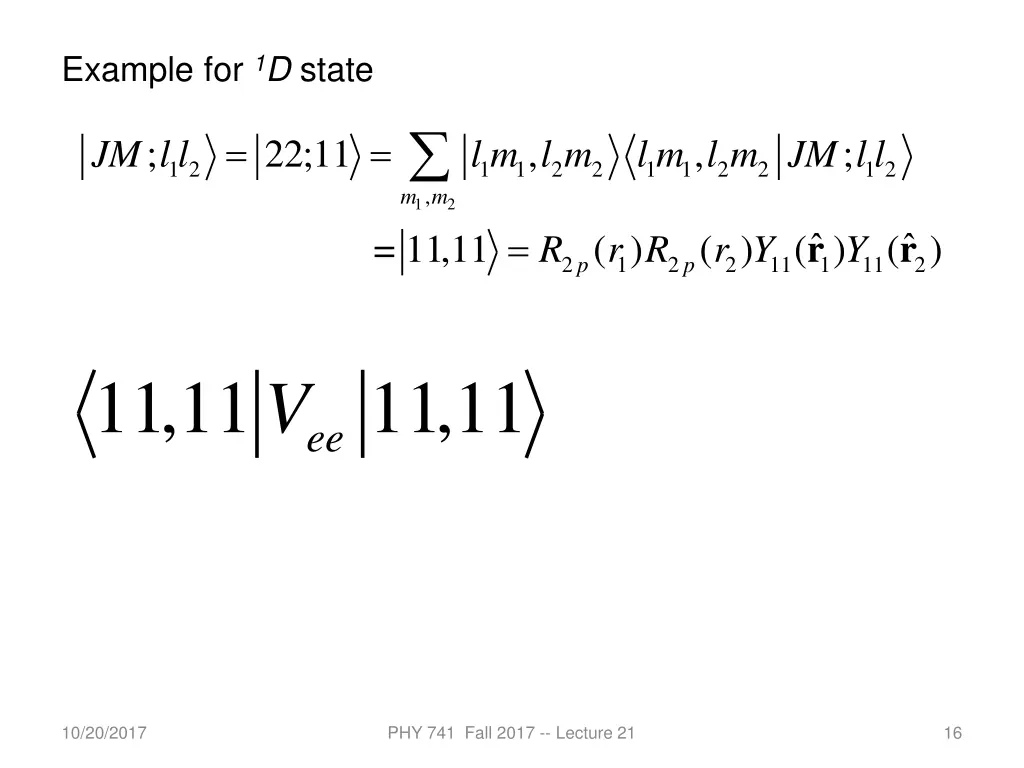 example for 1 d state