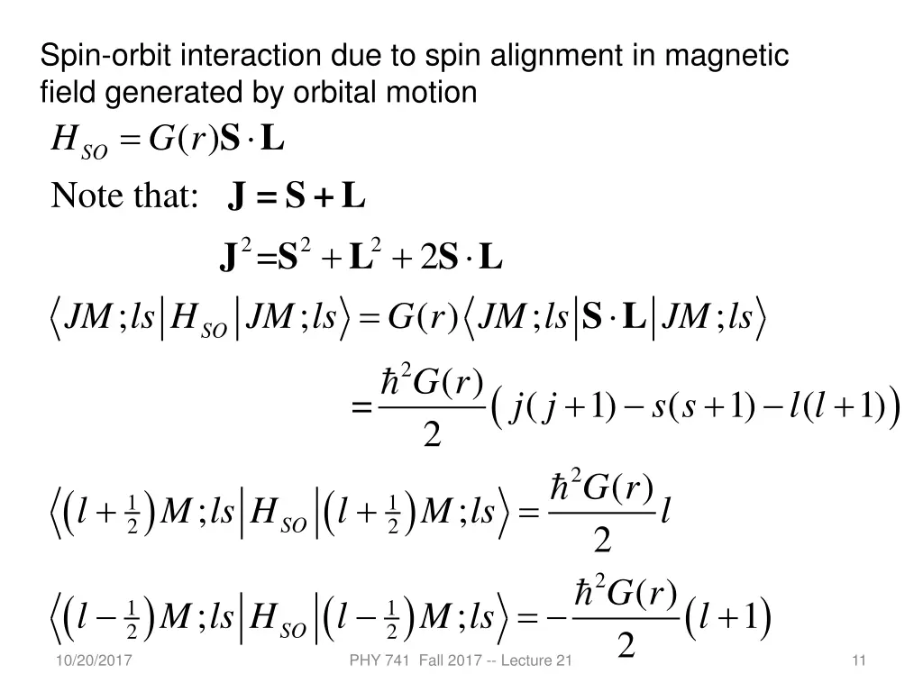 spin orbit interaction due to spin alignment