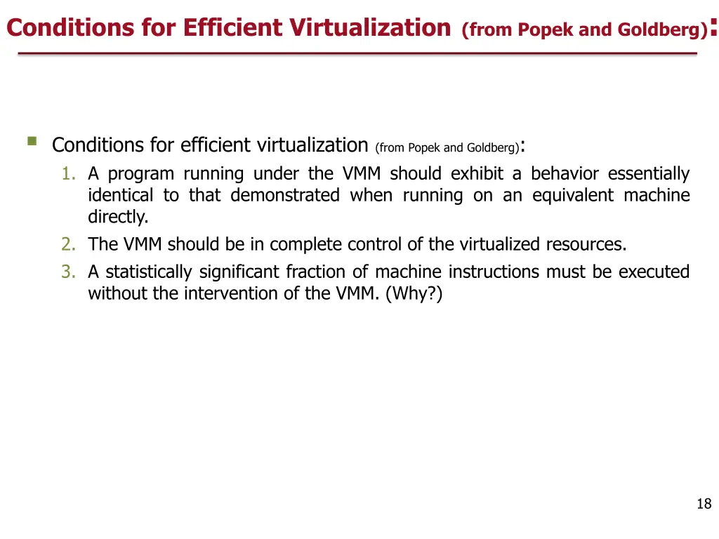 conditions for efficient virtualization from