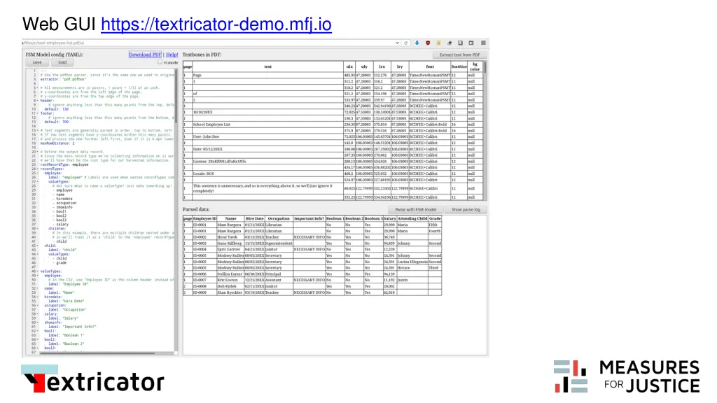 web gui https textricator demo mfj io