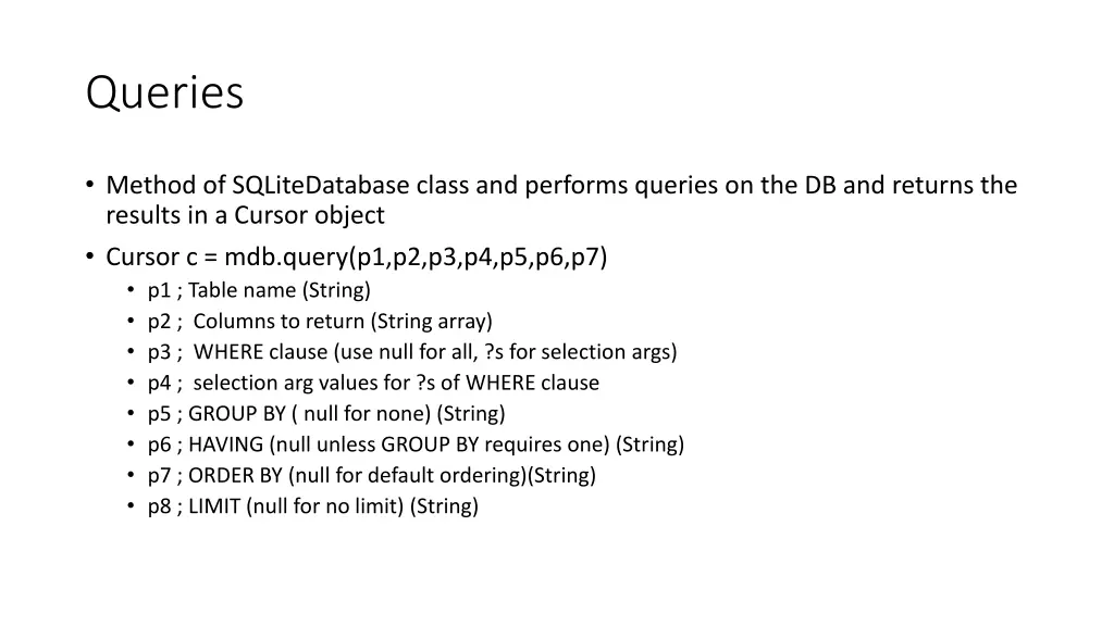 queries