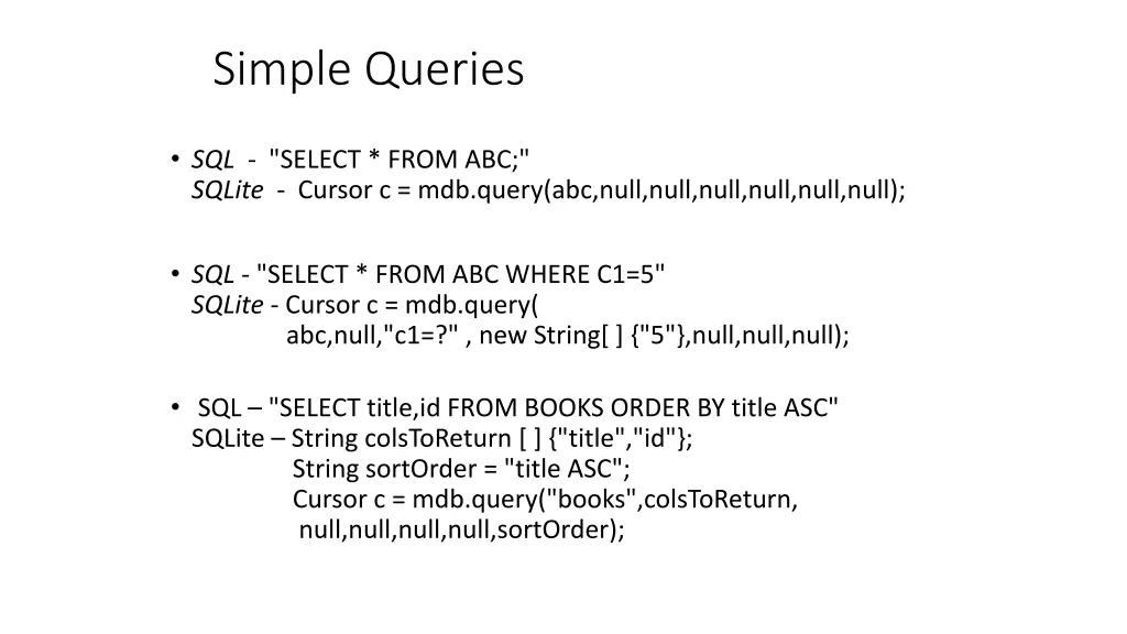 simple queries
