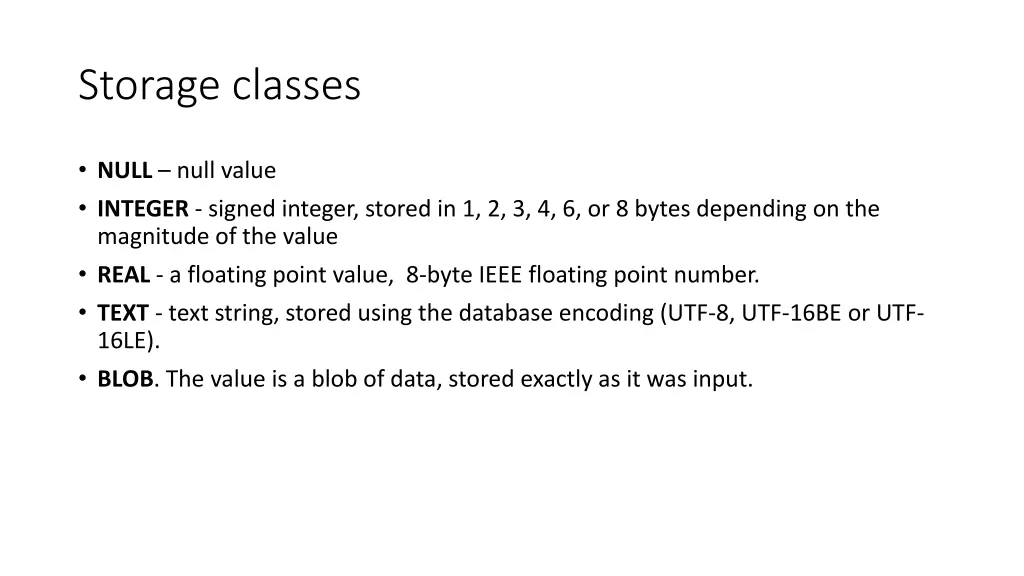 storage classes