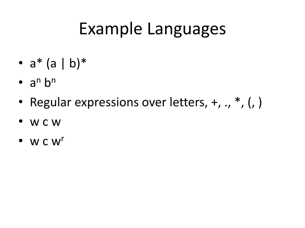 example languages