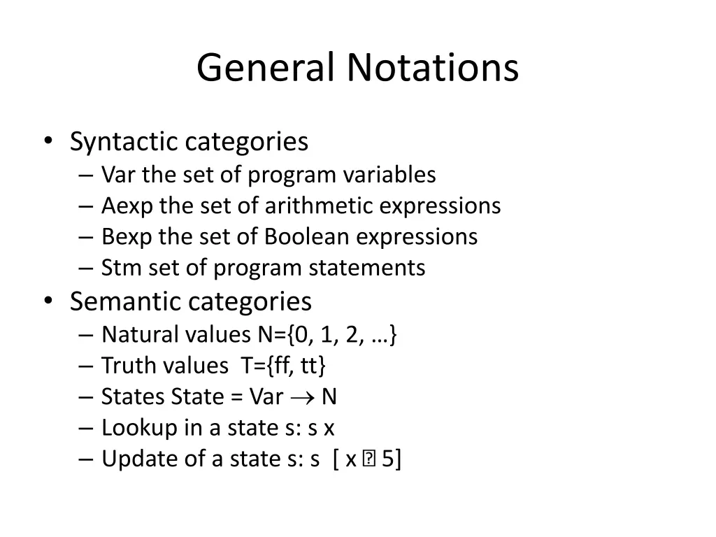 general notations