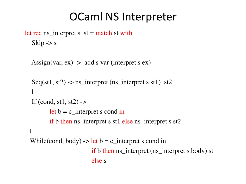 ocaml ns interpreter