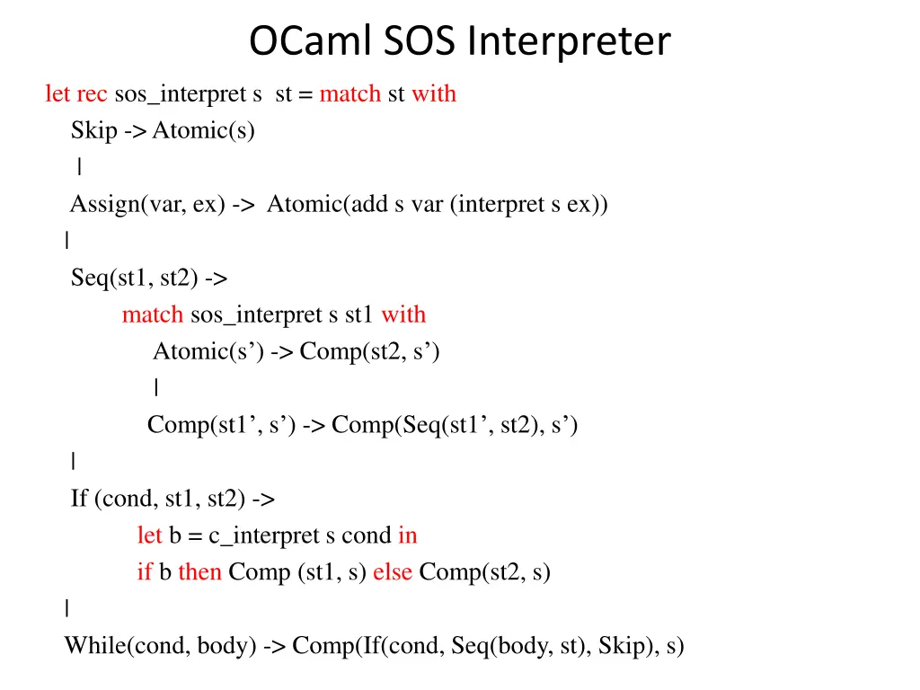 ocaml sos interpreter let rec sos interpret