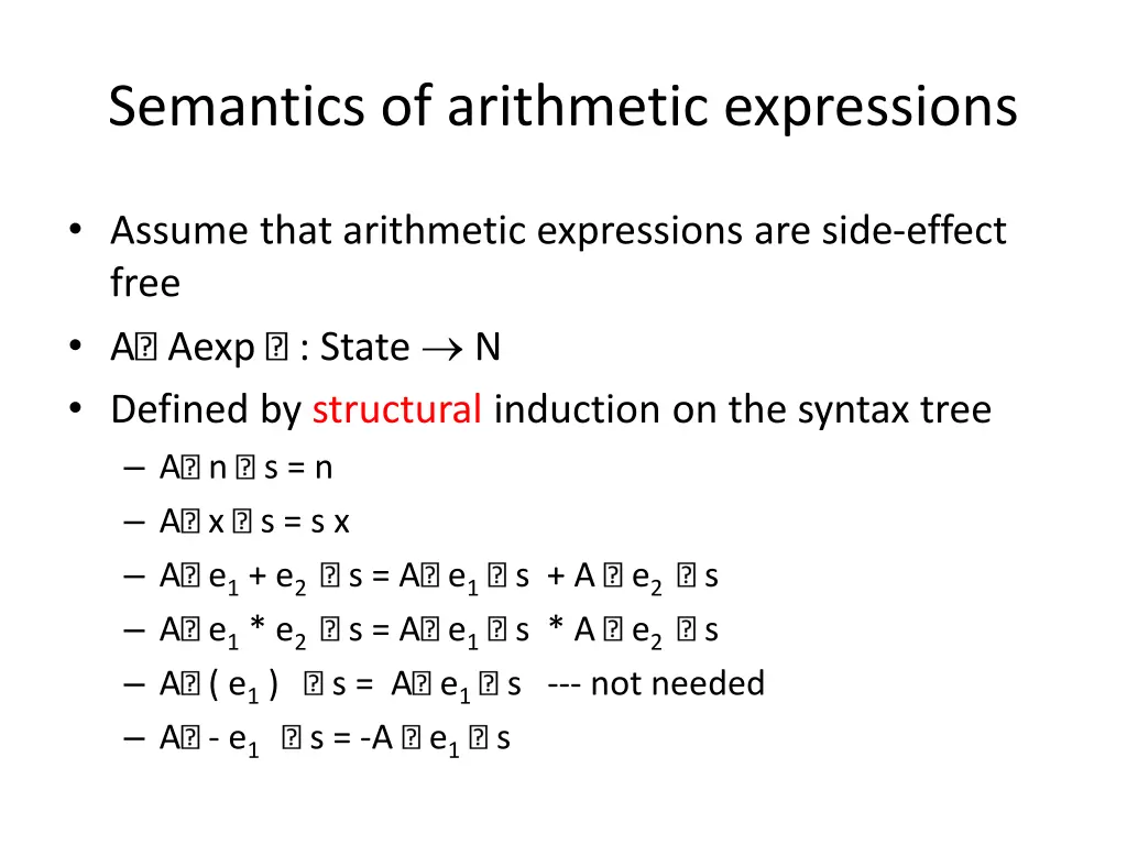 semantics of arithmetic expressions