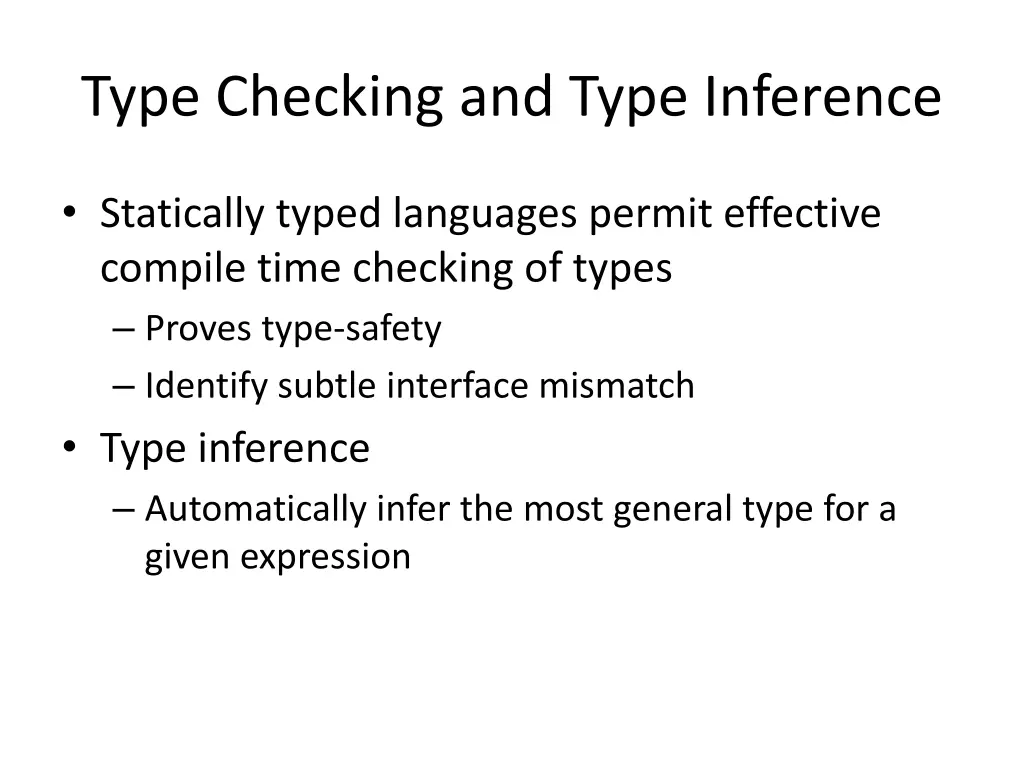 type checking and type inference