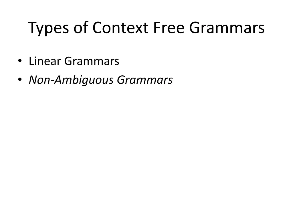types of context free grammars