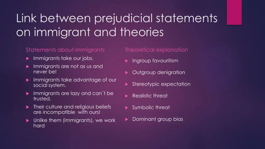 link between prejudicial statements on immigrant