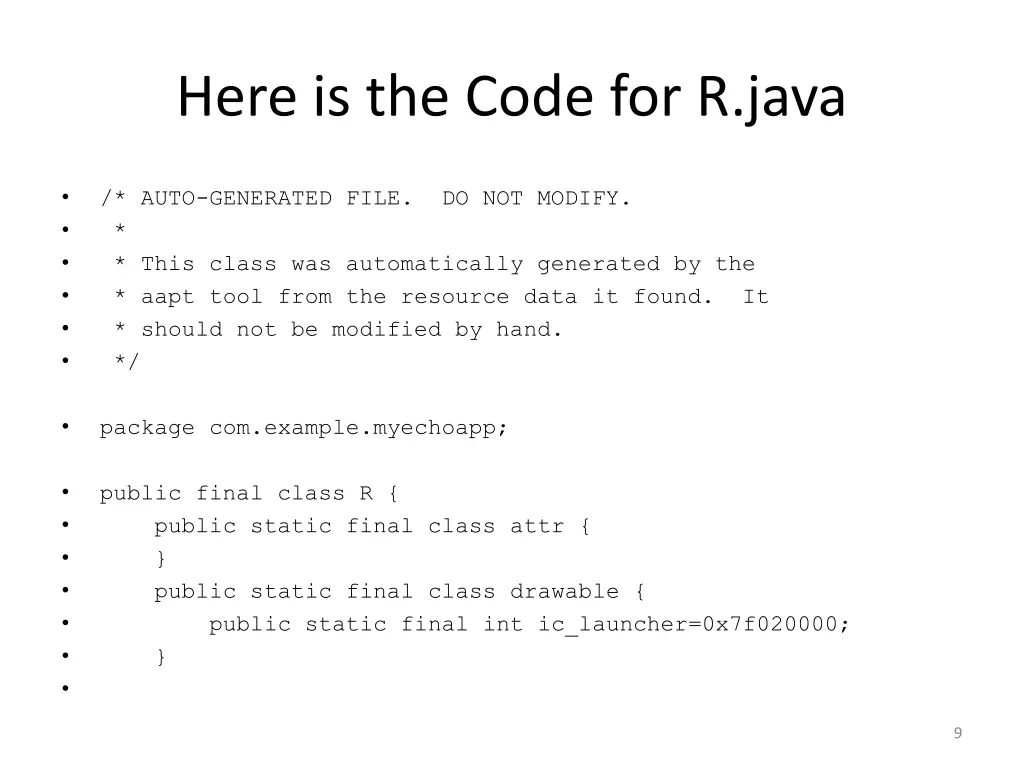 here is the code for r java