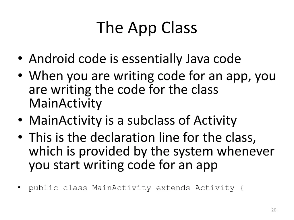 the app class