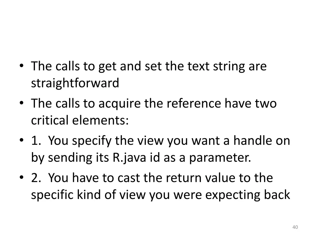 the calls to get and set the text string