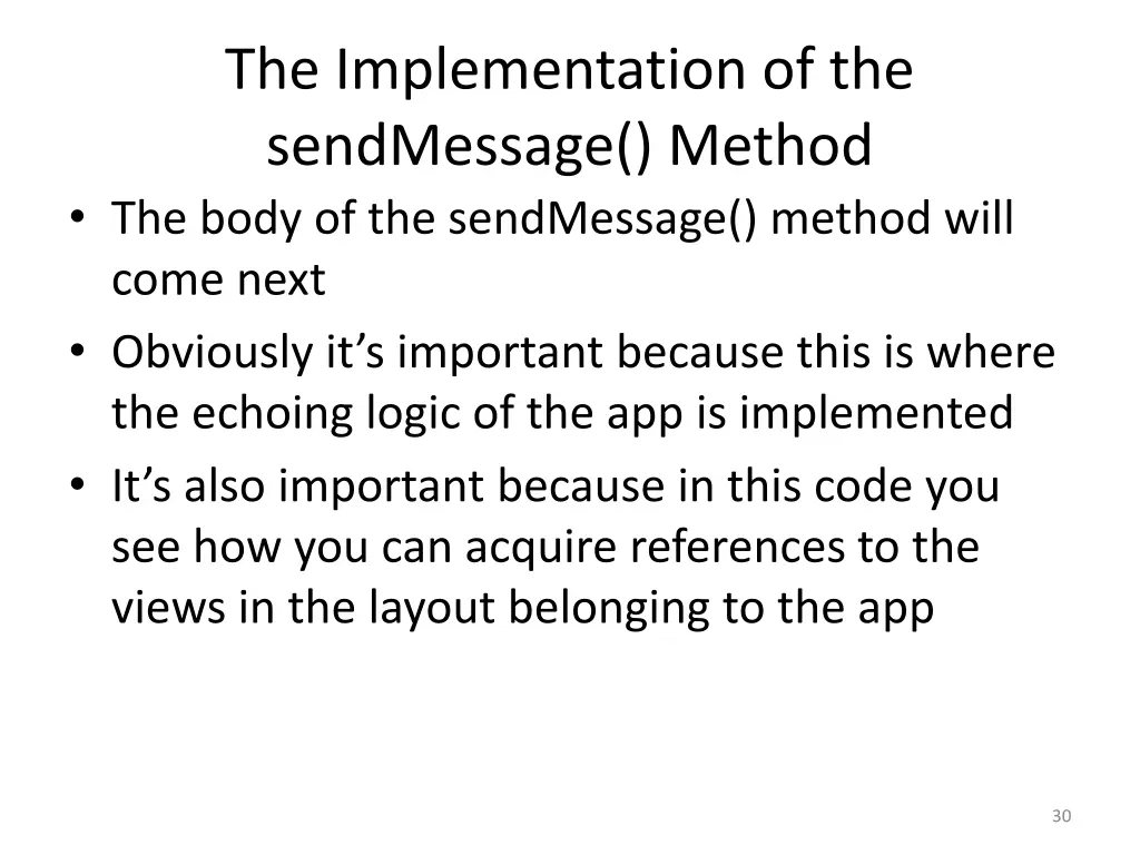 the implementation of the sendmessage method