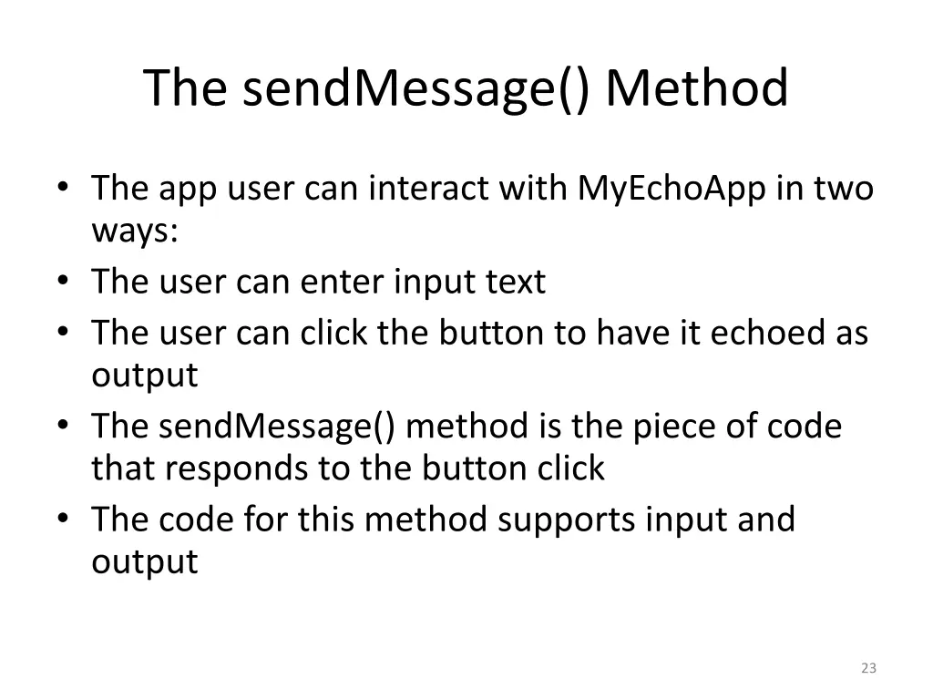 the sendmessage method