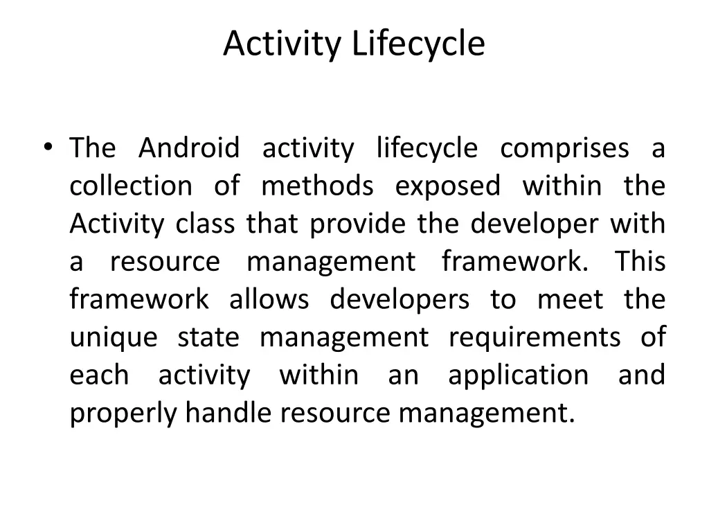 activity lifecycle