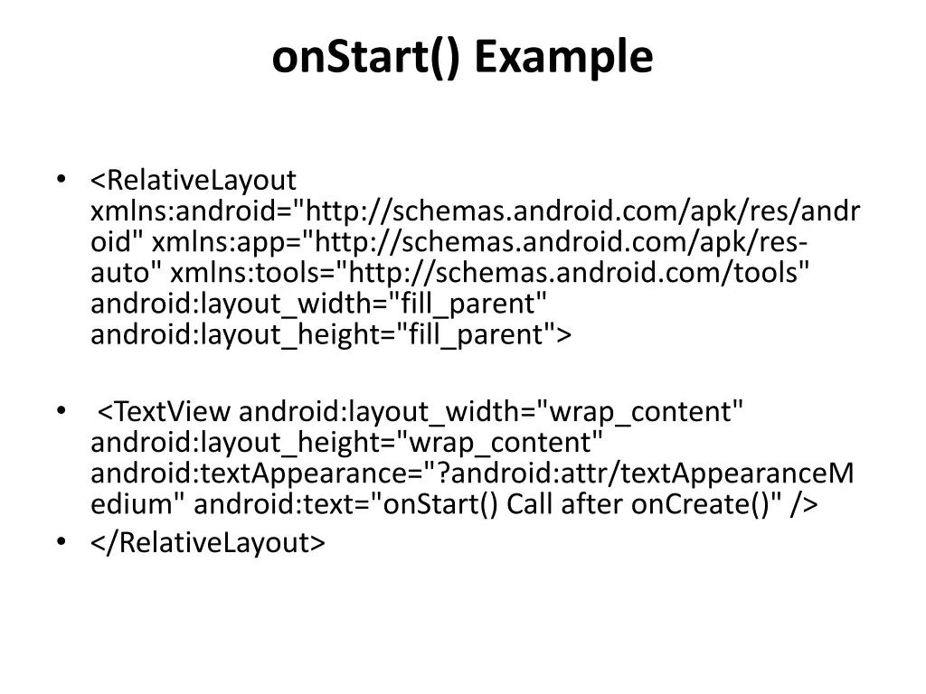 onstart example