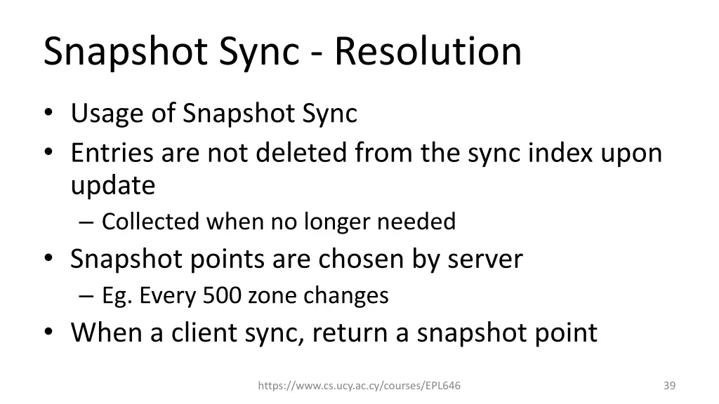 snapshot sync resolution