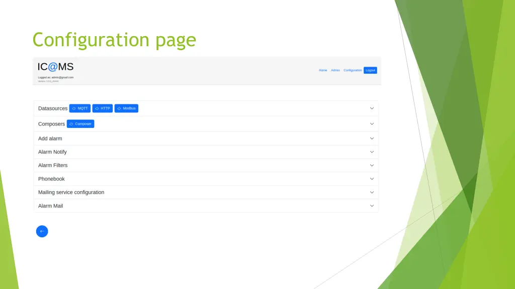 configuration page