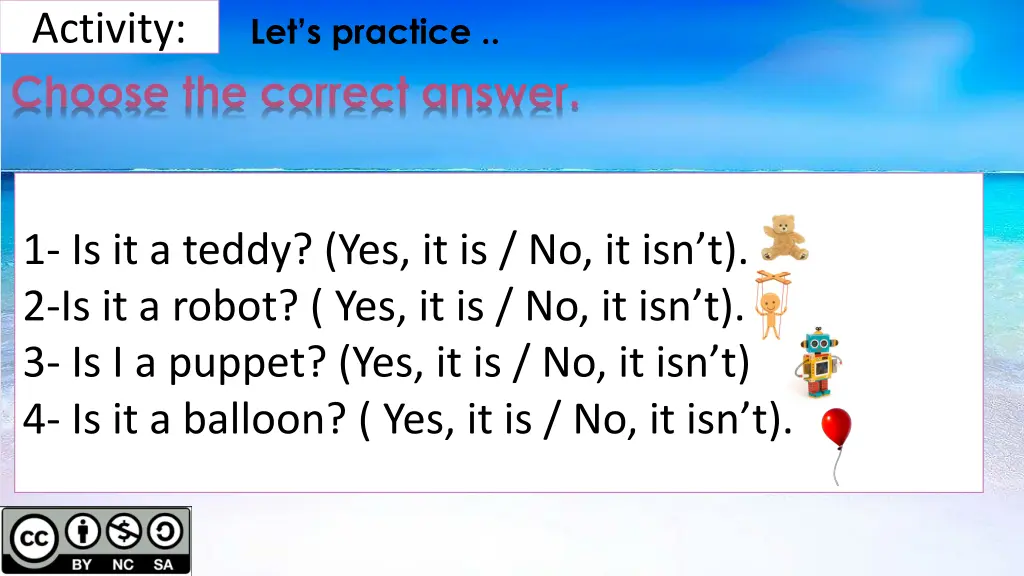 activity choose the correct answer