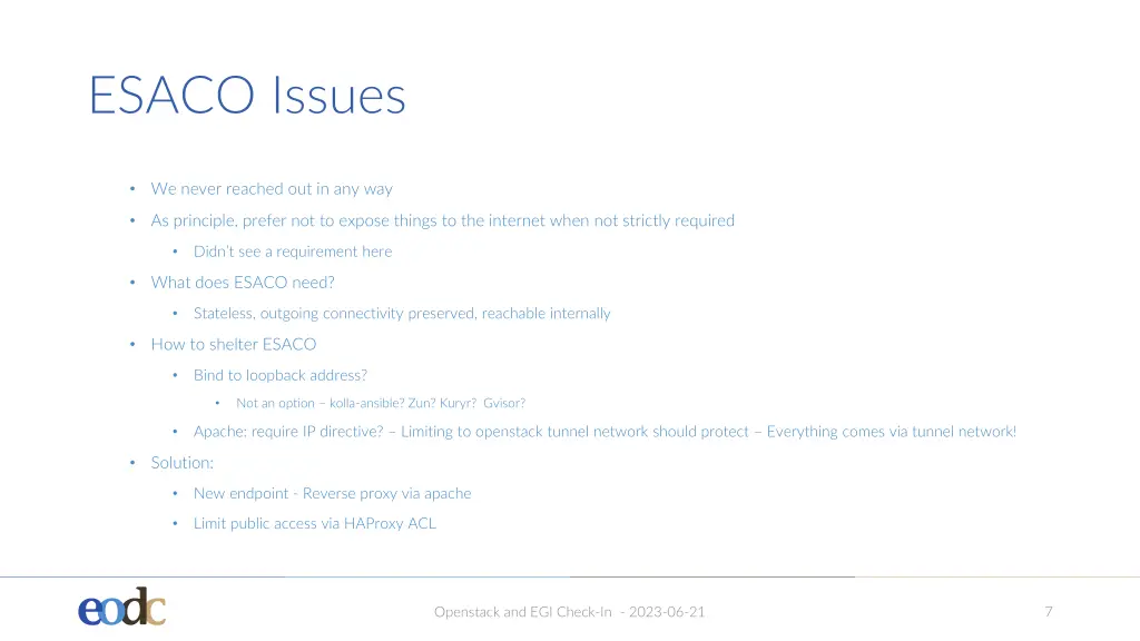 esaco issues