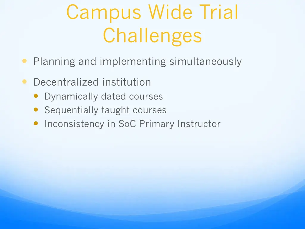 campus wide trial challenges
