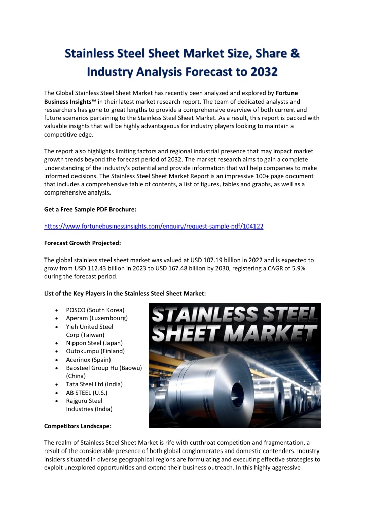 stainless steel sheet market size share industry