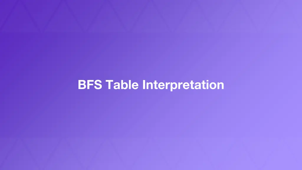 bfs table interpretation
