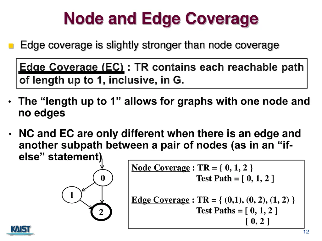 node and edge coverage