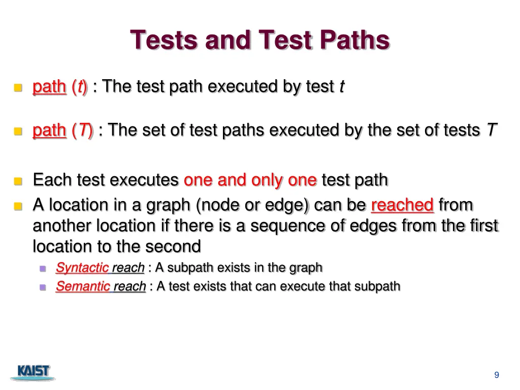 tests and test paths
