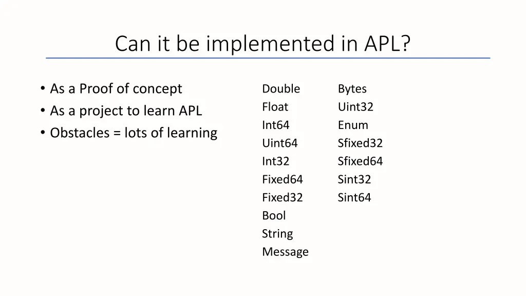 can it be implemented in apl