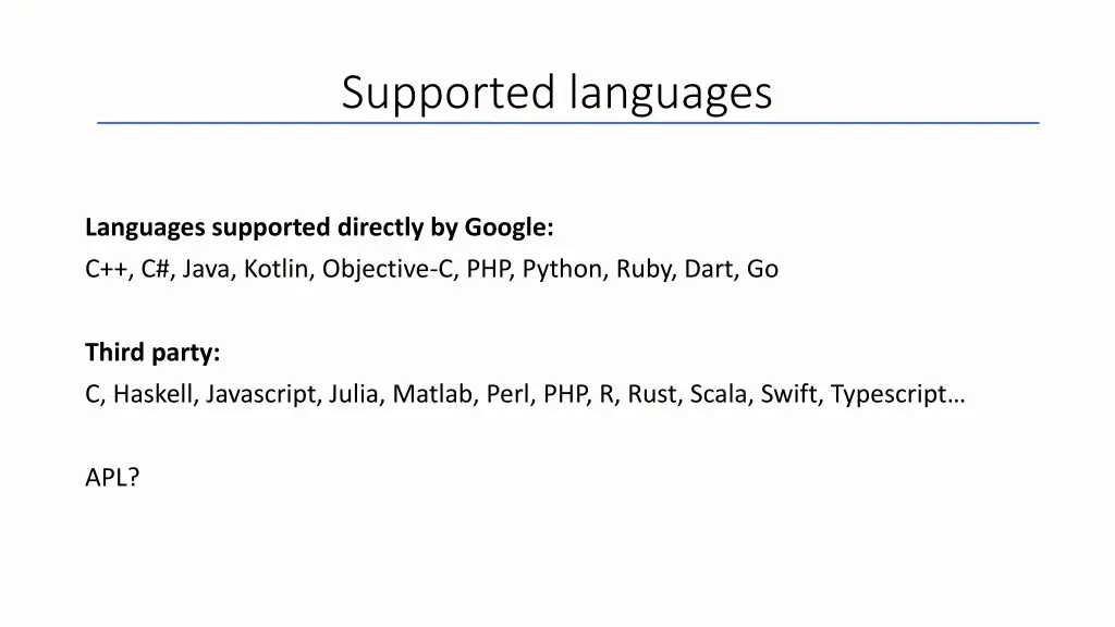 supported languages