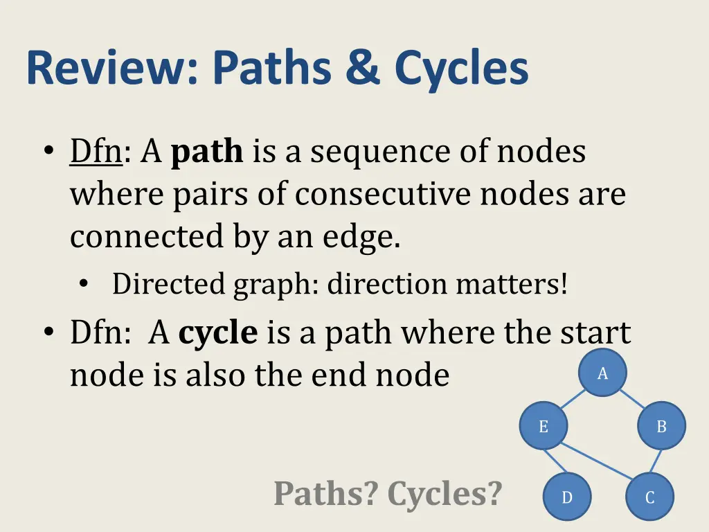 review paths cycles