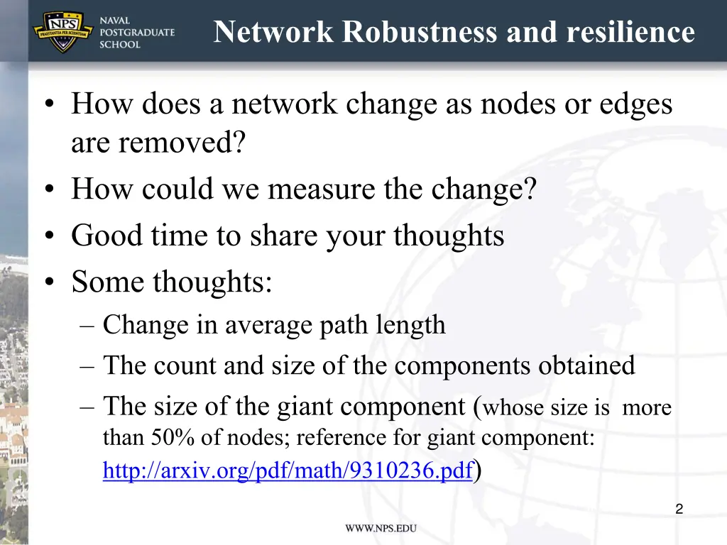 network robustness and resilience