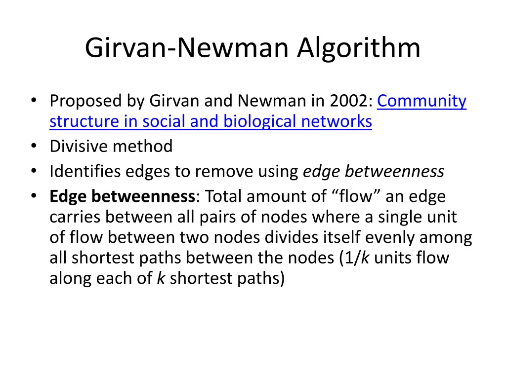 girvan newman algorithm