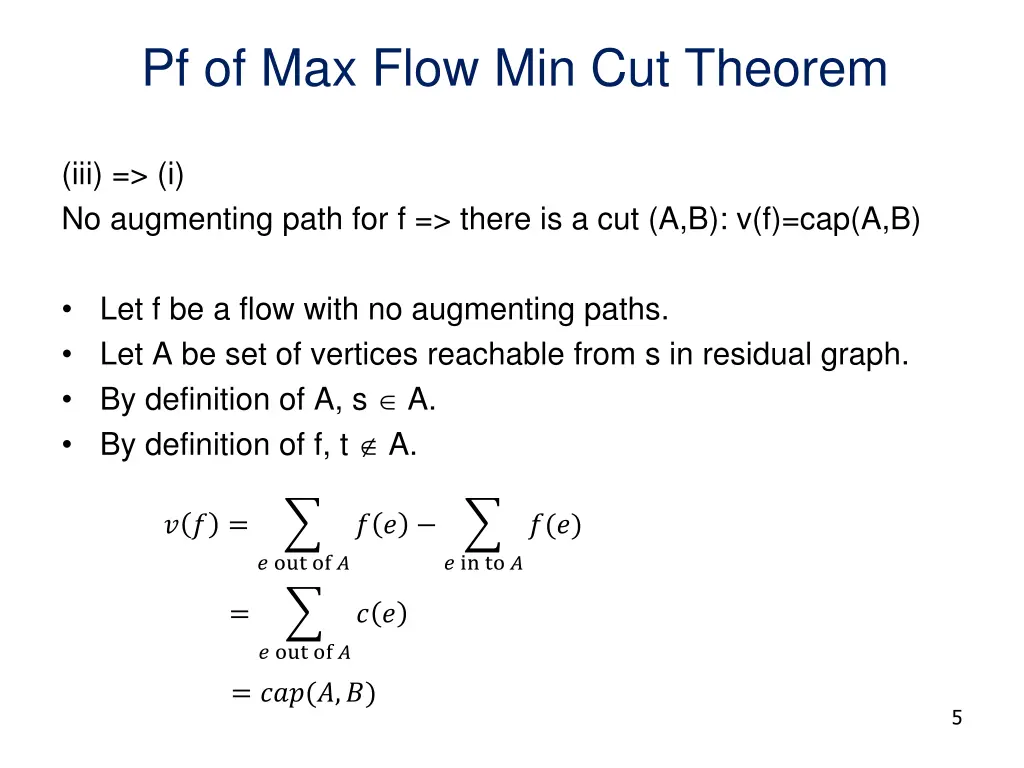 pf of max flow min cut theorem